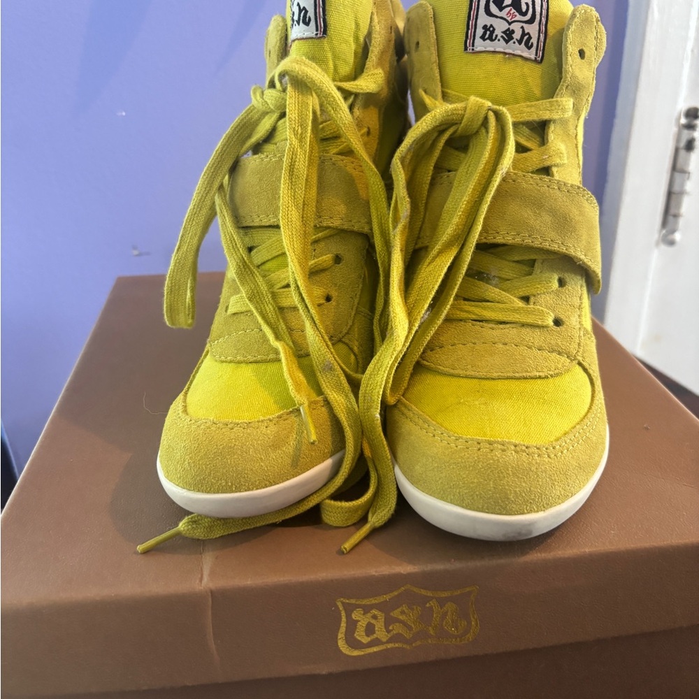 ASH Yellow High-Top Women's Wedge Sneakers